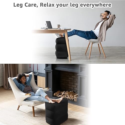 Miniatura 4 de Rewondah - Reposapiés inflable para viajes en avión, cama de avión para niños, almohada de descanso de pies de viaje de altura ajustable, extensor