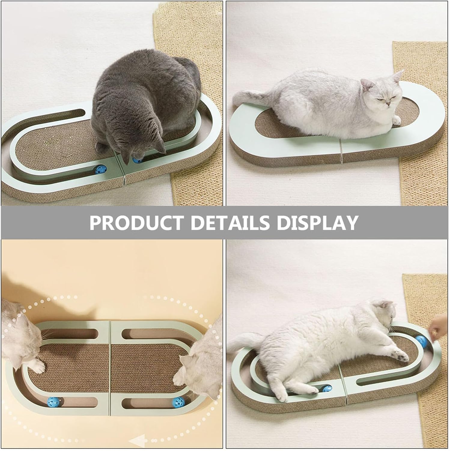 Cat Scratcher Board Foldable Corrugated Paper with Built-in Ball Floor Scratch Pad Small Reusable Indoor Kitten for Cats