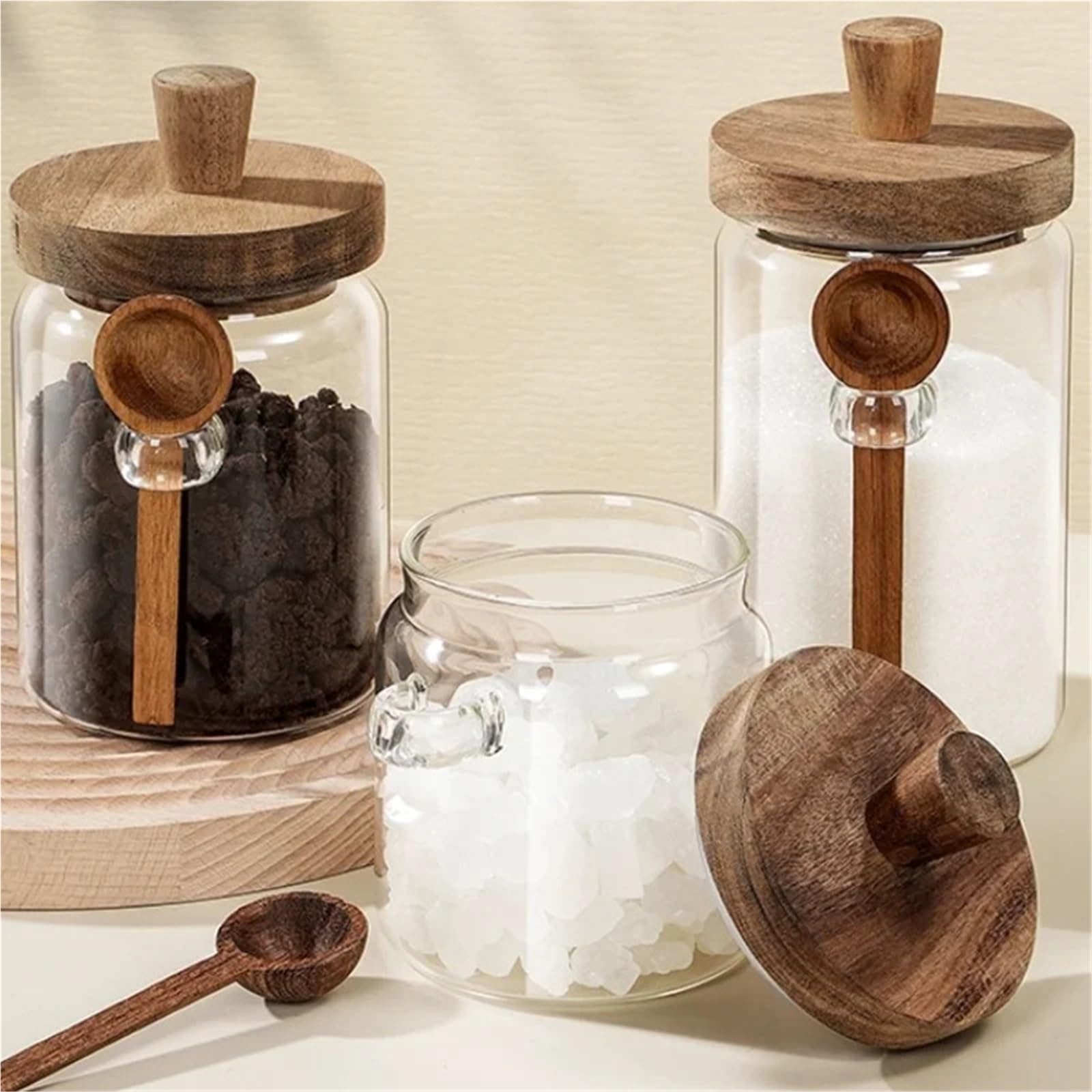 2 Stück Kaffeebohnen-Vorratsglas Mit Glasdichtung Und Löffel, Trockenobst, Küchenorganisatoren FüR TrockenfrüChte(9x15cm-900ml)