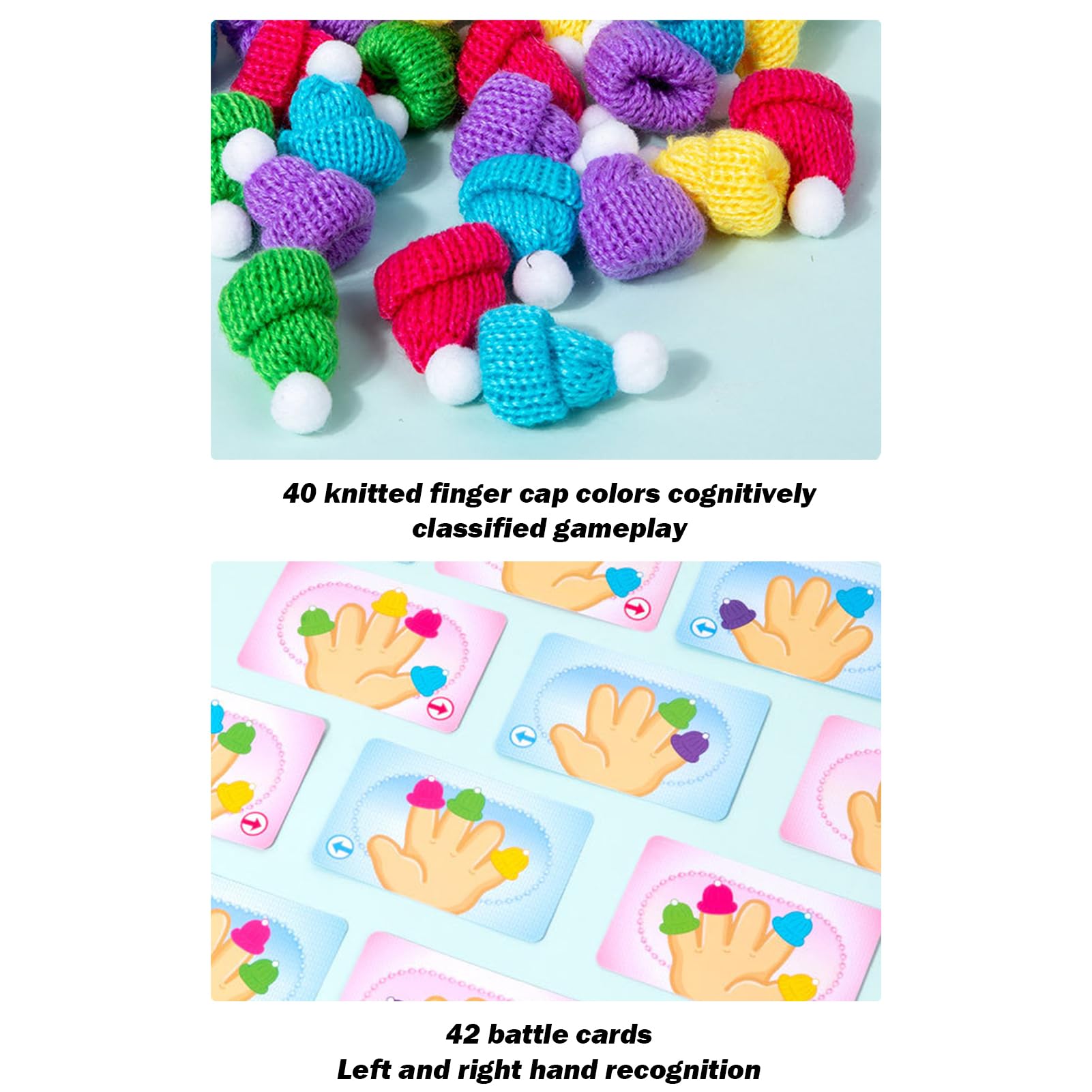 puzzlegame Juego de Sombrero de Dedo | Gorro para Dedos de Knit Game Tricks | Sombreros para Pulgar de Juegos de Mesa con Tarjeta de Juego y Campana | Juego multijugador Juguetes interactivos