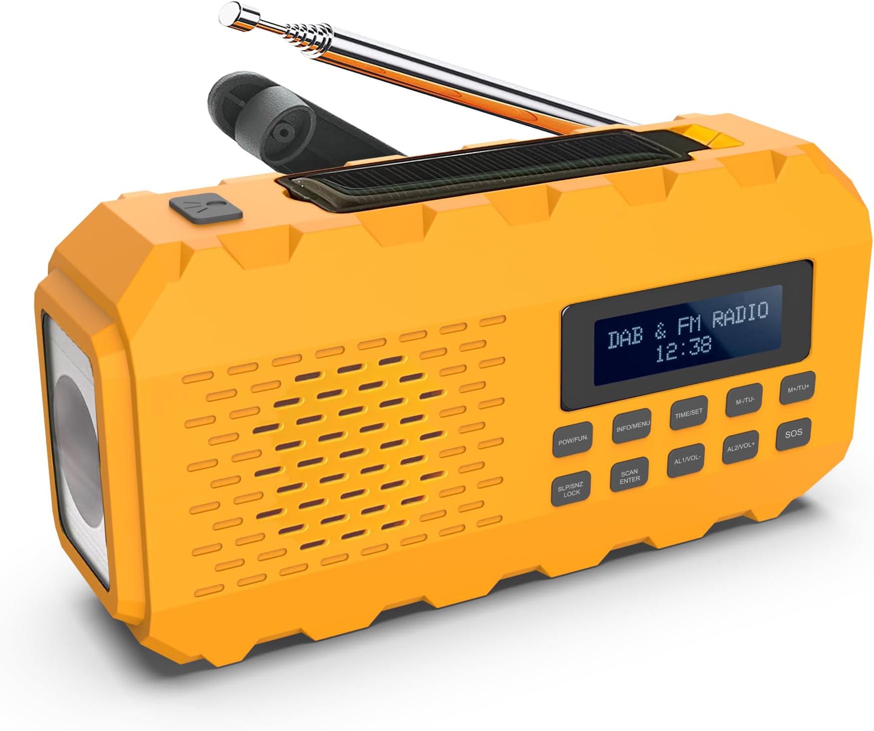 NEWTRO Multifunctional crank radio DAB+/DAB/FM - multifunctional digital radio with torch, reading light, solar panel, power bank, crank, SOS alarm