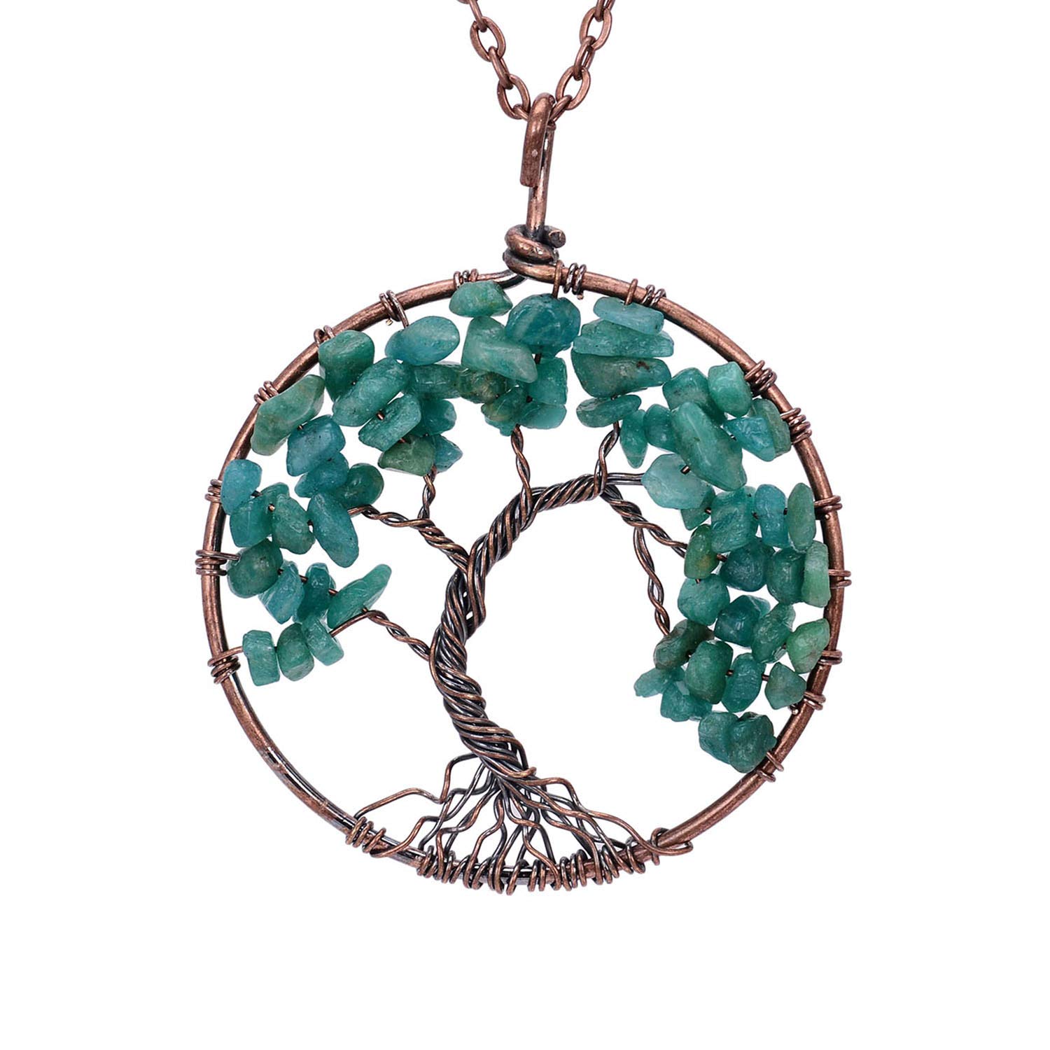 sedmart Tree of Life Pendant Amethyst Rose Crystal Necklace Gemstone Chakra Jewelry