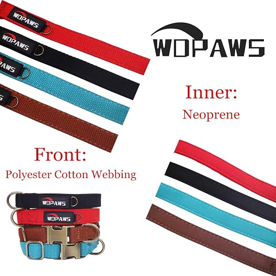 Dog Collar Polyester Cotton Webbing with Neoprene Inner Quick Release Bronze-Colored Buckle for Small Dogs (Brown, S)