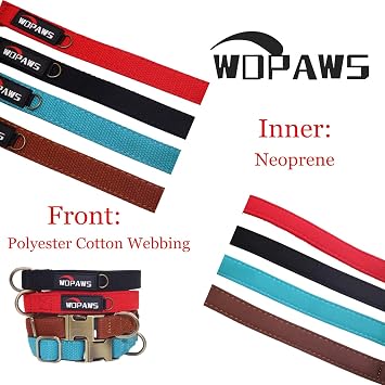 Dog Collar Polyester Cotton Webbing with Neoprene Inner Quick Release Bronze-Colored Buckle for Small Dogs (Brown, S)