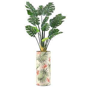 SIGNWIN Monstera Tree with Green Palm & Pink...