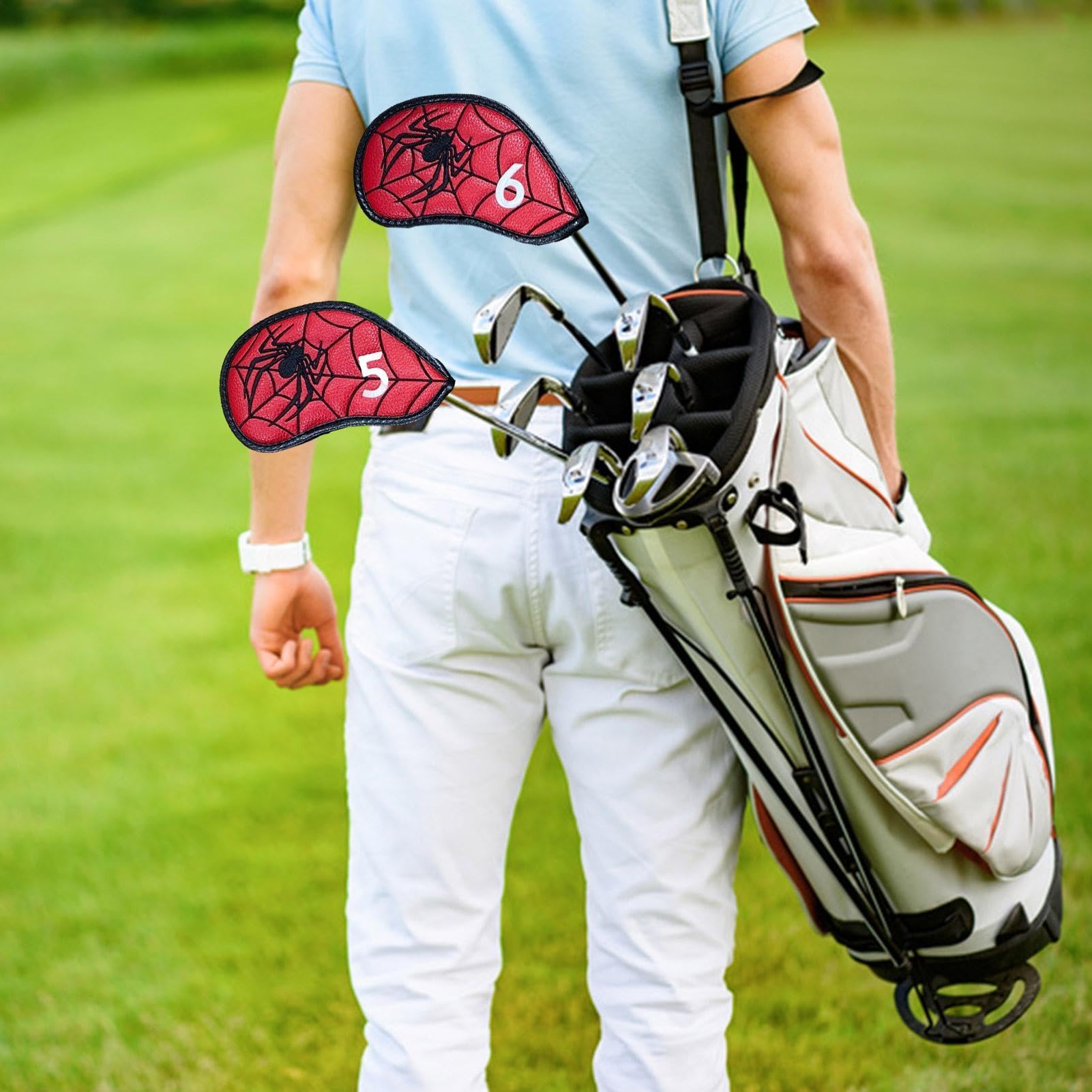 Golfschlägerkopfhüllen,Golfeisenhüllen wasserdichte Spinnenmuster-Stickerei | Golfschlägerkopfhüllen für Wood Heads Driver Fairway Hybrid Club Protection Wrapped Trainingsgeräte