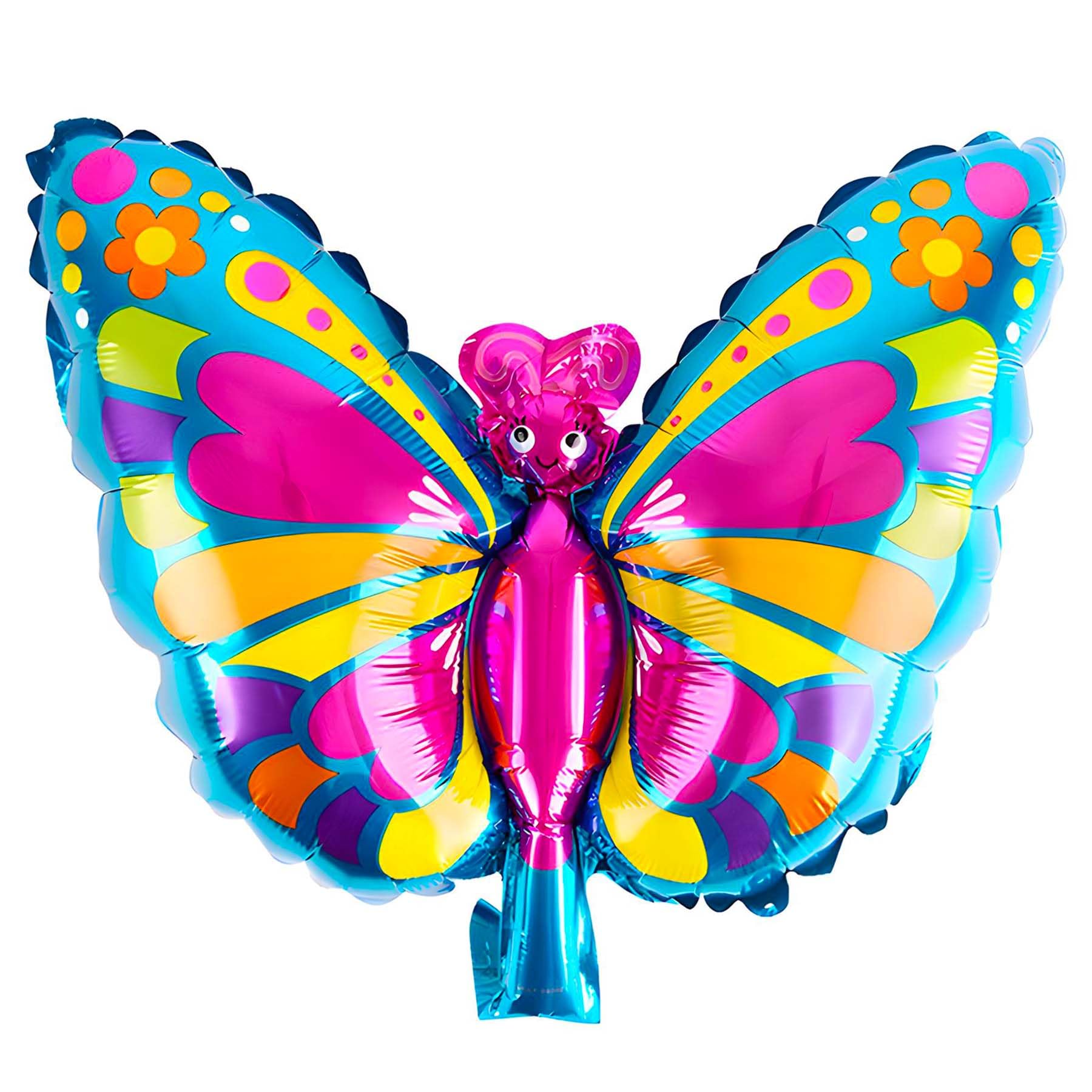 Foil Balloon Animal in Butterfly Shape, Colourful Decoration Balloon for Children's Birthdays and Parties, Large Format Approx. 75 x 48 cm