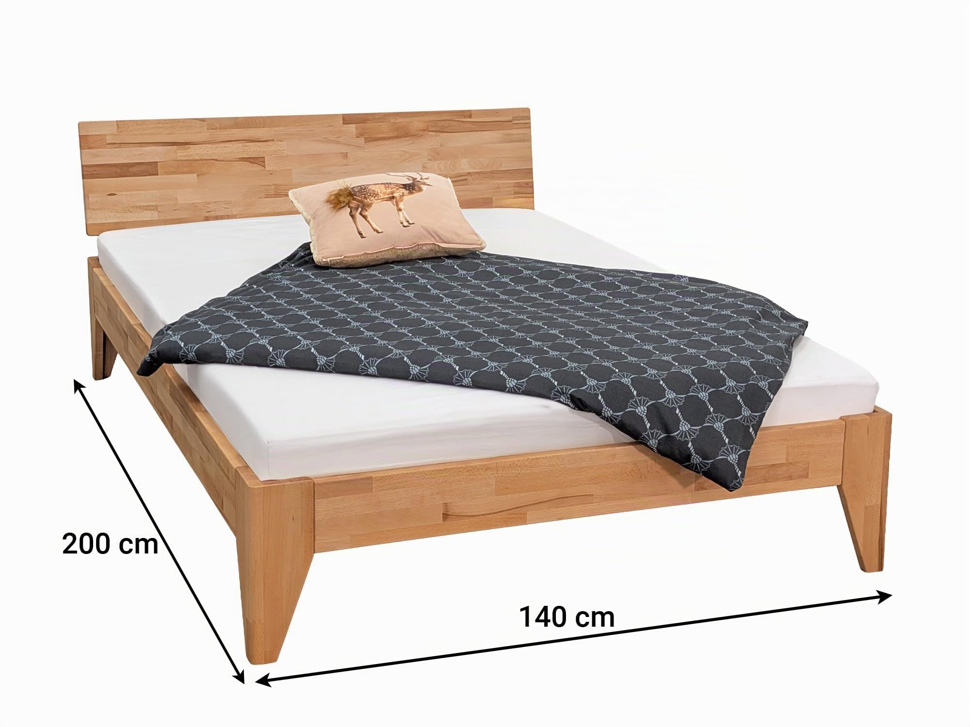 BettenABC Massivholzbett Rustica - 140x200 cm - Kernbuche in Naturoptik - Natur geölt