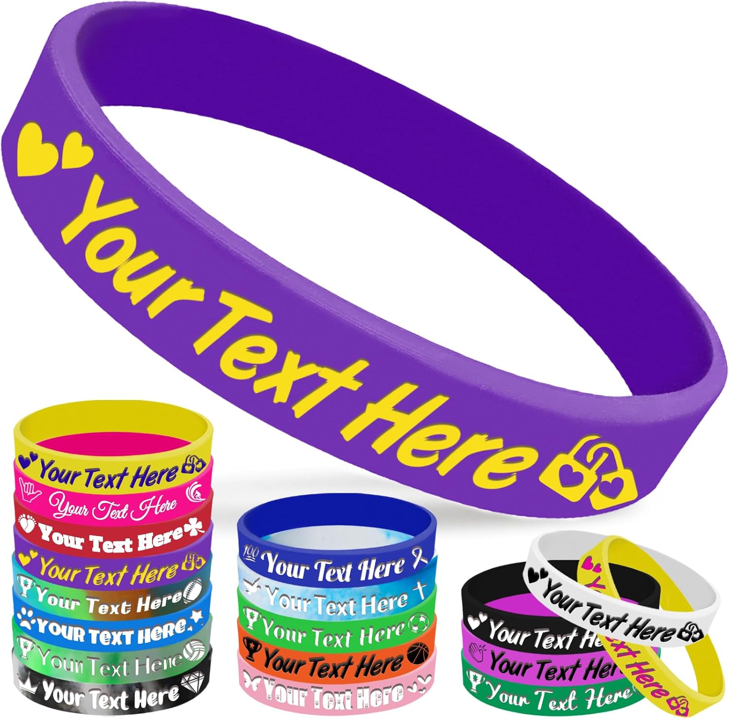 Personalized Silicone Wristbands Custom Rubber Bracelets Bulk Customized Wristbands for Events Sports Motivation Gifts Supports Men Teens, 10 Pcs