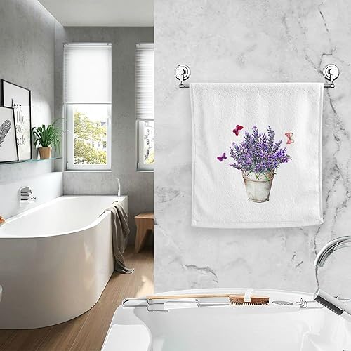 Miniatura 6 de ALAZA Toallas de mano provenzales de lavanda morada, mariposas, 100 % algodón, suaves, decorativas, de baño, de lujo, absorbentes, para playa,