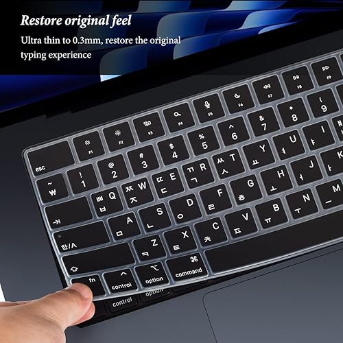 Miniatura 5 de Funda de teclado coreano para Apple MacBook Air 2024 2023 con chip M3 M2 de 15.3 pulgadas, A3114 A2941, MacBook Air de 13.6 pulgadas A3113 A2681,