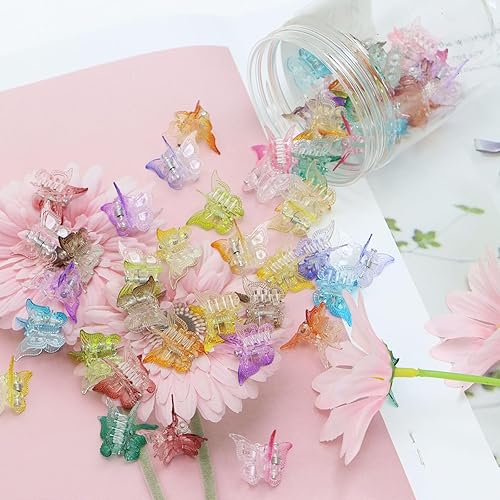 Miniatura 7 de YISSION Juego de mini pinzas para el cabello 60 lindas pinzas de mariposa para el cabello para niños pequeños, bebés, niños y mujeres, colores