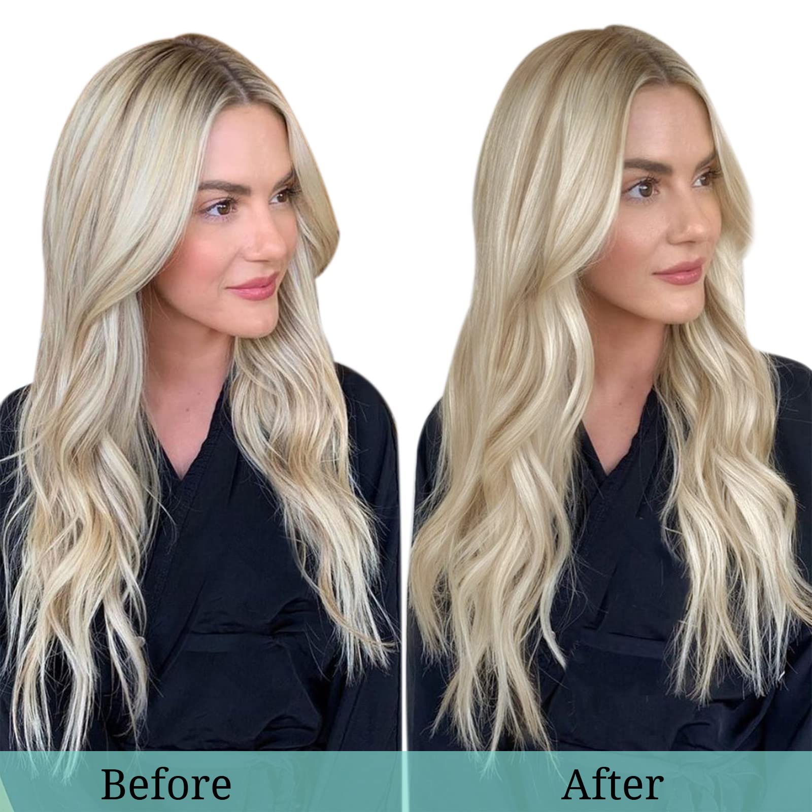 DOORES Dopinki do włosów z prawdziwych włosów, brudny blond, pasemka blady blond, 30 cm, 12 cali, 7 sztuk, 80 g, doczepiane włosy Remy, przedłużenie włosów, gładkie, na całą głowę, prawdziwe włosy