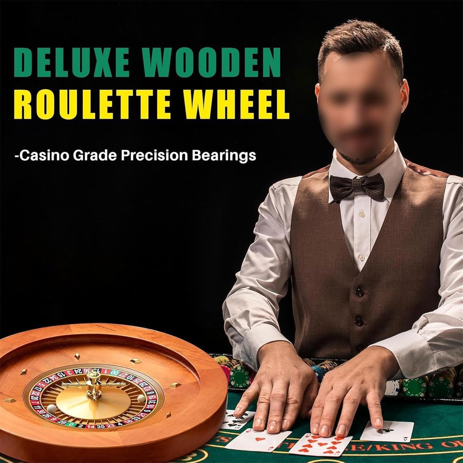 18" Roulette Wheel Set, Professional Casino Grade Roulette Set with 2 Balls Pills/Rubber Pad, Very Smooth Spinning Action, Great for Home Game Night Or A Club Party