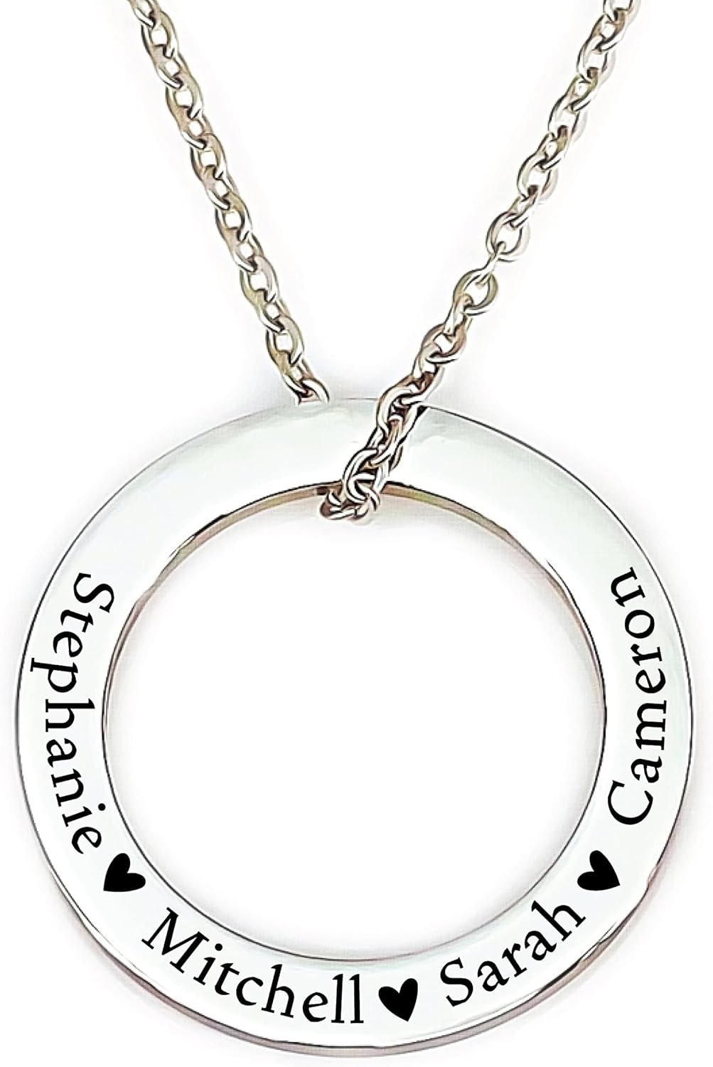 SM Design Kids Names Ring Necklace Personalized Mom Jewelry with Names of Kids Stainless Steel Washer Mother's Day Gift Christmas Stocking Stuffer Wife Birthday JENNA-RING