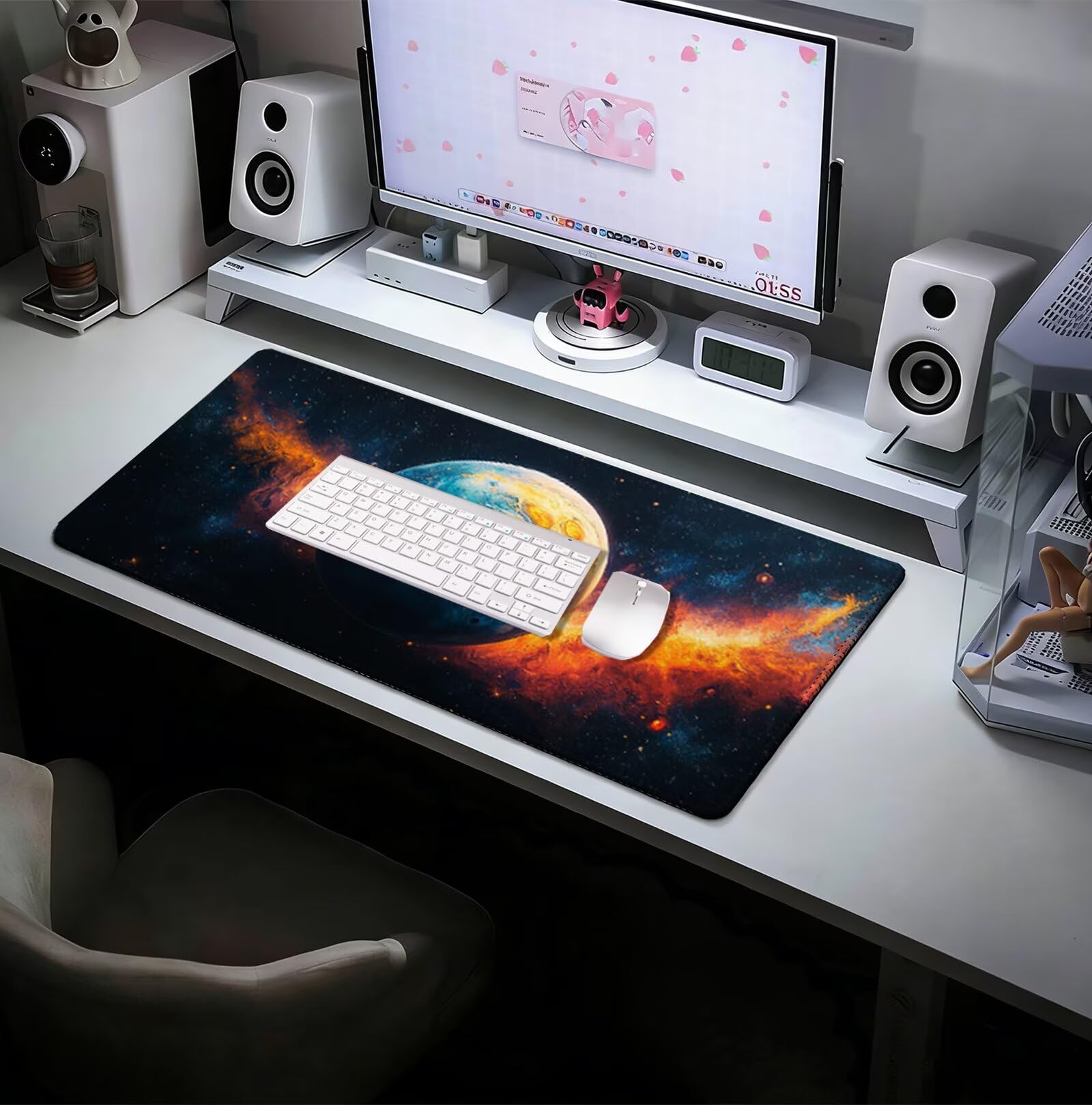 Podkładka pod mysz Planeta Podkładka pod mysz XXL 1200 x 600 mm, podkładka pod biurko ze zszytymi krawędziami, podkładka pod mysz krajobrazową z wodoodporną i antypoślizgową gumą, do biura i domu