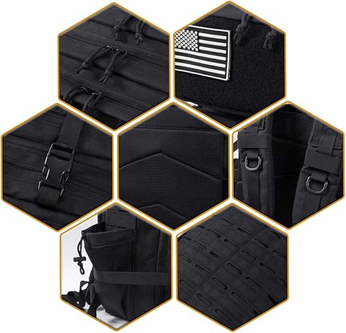 Miniatura 6 de QT&QY Mochilas tácticas militares para hombres, mochila Molle de 35 L, 45 L, bolsa grande de 3 días, mochila de senderismo con soporte para botella