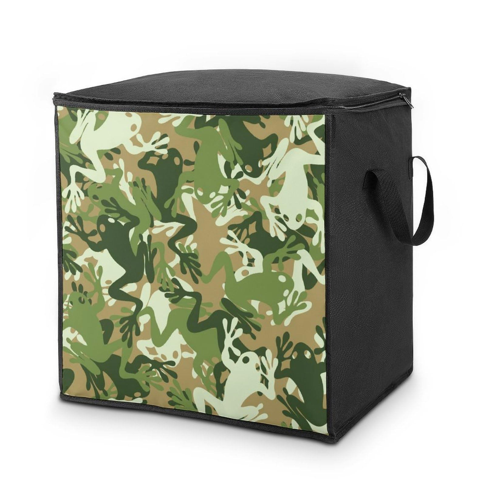 Lyfthologen 70L Storage Bags, Frog Camouflage Storage Box with Lid Zipper And Handles, Clothes Bags for Quilt, Blankets, Bedding