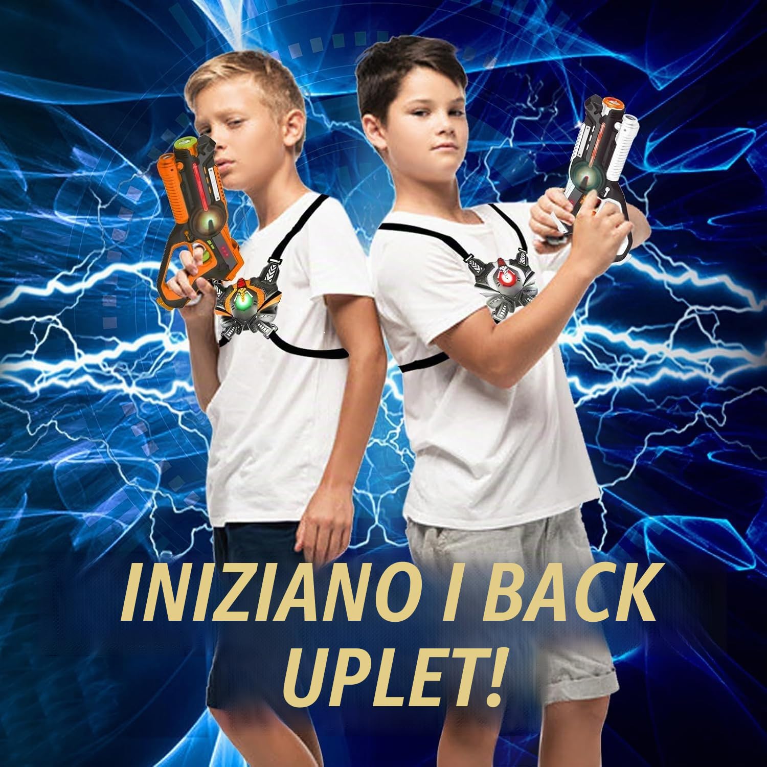 Set di 2 Laser Tag Con Gilet, Pistole Laser Game per Bambini Adolescenti Adulti Divertimento di Gruppo di Famiglia, Giocattoli Laser Tag Set di 2 Giocatori per Ragazzi 6 7 8 9 10 11 12 Anni
