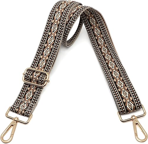 Miniatura 71 de Kolti Correa de repuesto para bolso, bolso cruzado a rayas anchas ajustables Hebilla de oro-04