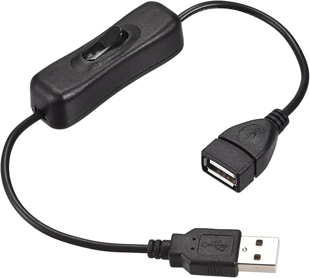 sourcing map USB Cable with ON/Off Switch, USB Male to Female Extension Cord 30cm Black, for LED Desk Lamp LED Strip