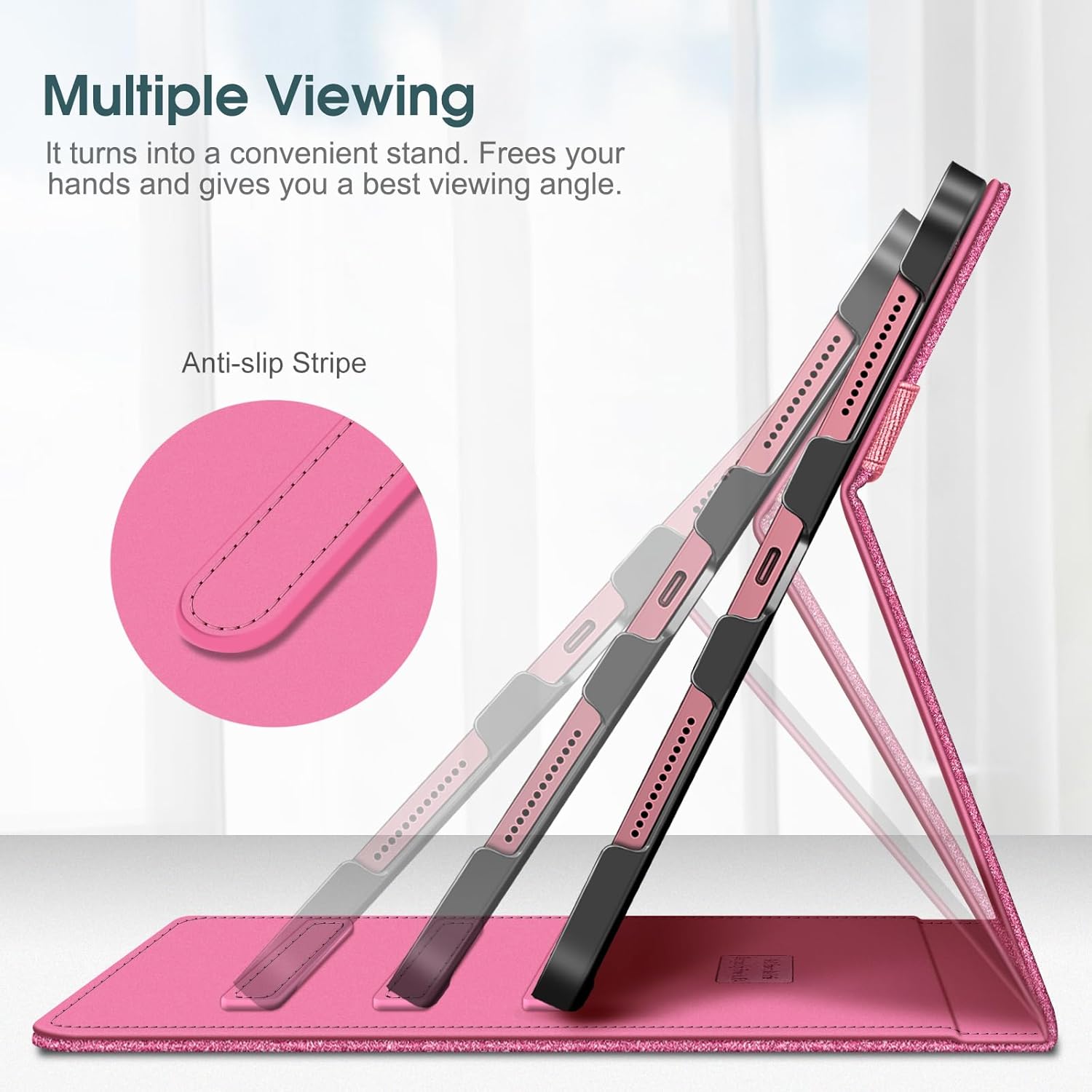 Fintie Case for iPad (A16) 11th Generation 11 Inch (2025), iPad 10th Generation 10.9 Inch (2022), Multi-Angle Viewing Protective Stand Cover with Pencil Holder & Pocket, Glittering Pink