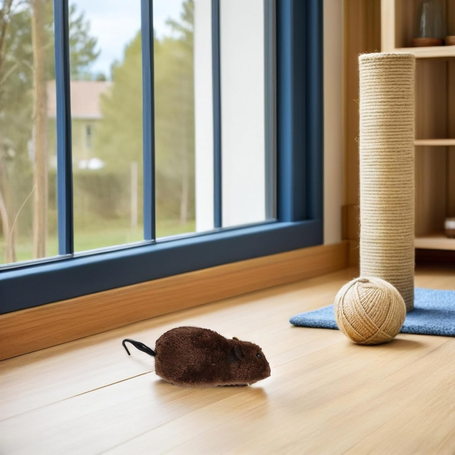 6pcs Realistic Soft Mouse Cat Wind up Plush Mouse with Resilient Polyester and Plastic Construction, No Electronics, for Indoor Cat Training and Play
