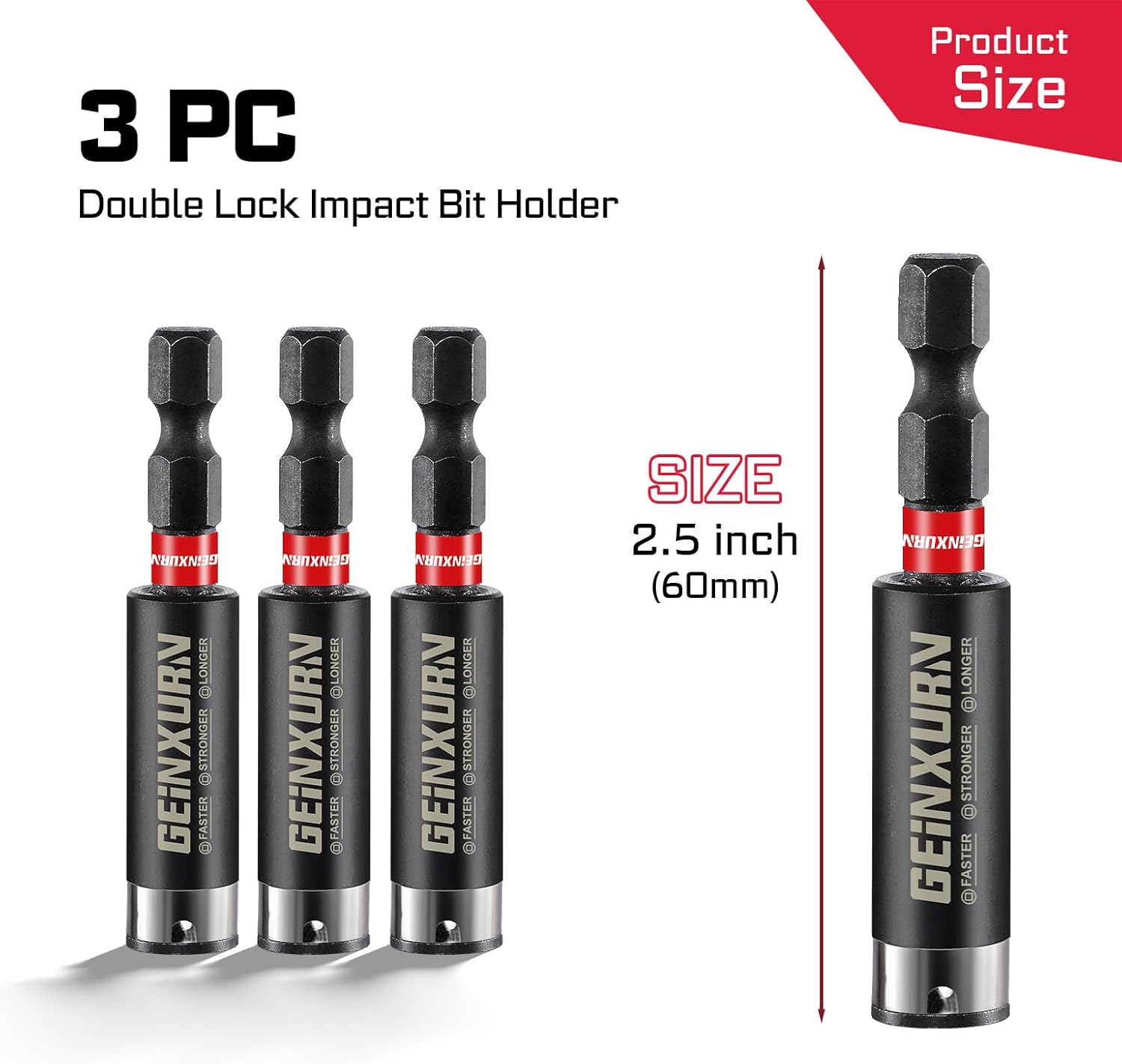 3PACK Torsion Impact Bit Holder, Alloy Steel Hex Shank Quick-Change Extension Socket Drill Locking Bit Holder