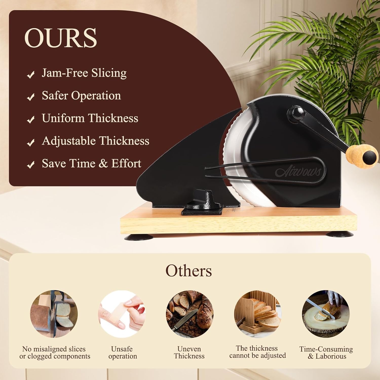 Manual Bread Slicer for Homemade Bread,Even Slicing Thickness-Adjustable Slices,Sourdough Slicer with Scale Lines&SuperStrong SuctionCup Fixation (Black-Guide)