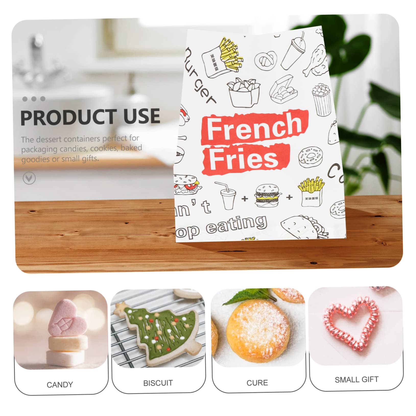 FRCOLOR 300piezas Bolsa De Papel Prueba De Aceite Para Papas Fritas y Refrigerios Desechable Para Envolver Alitas De Pollo Frito y Snacks