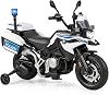 Costzon Kids Ride on Police Motorcycle, 12V Battery Powered Licensed BMW Dirt Bike wTraining Wheels, Siren Light, MP3, USB, Music, Electric Off-Road Ride on Toy, Gift for Boys Girls