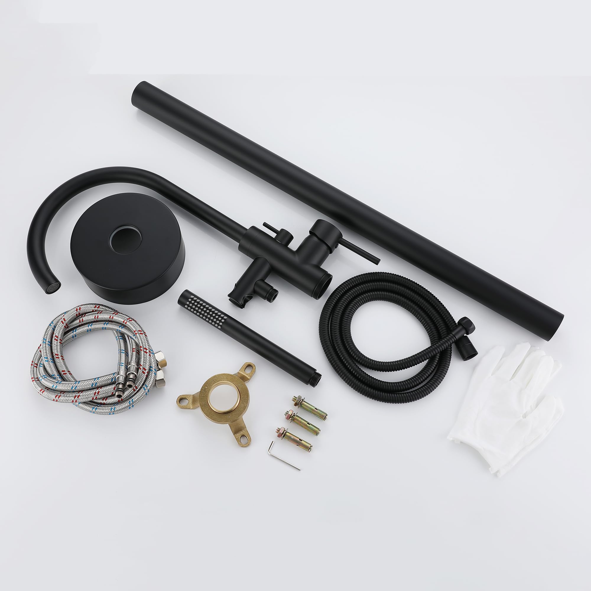 Freestanding Rubinetti Per Vasca nero, Montaggio A Pavimento Miscelatore Rubinetto Per Vasca Rubinetto Per Vasca Da Bagno Indipendente, Girevole A 360°, Con Doccetta Per Vasca (nero-A)