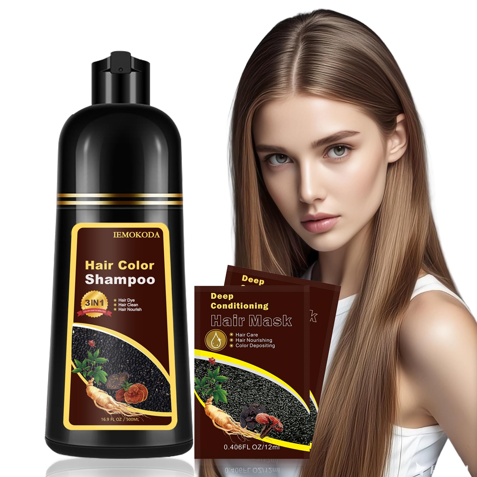 Amazon.com : Natural Chestnut Brown Hair Dye Shampoo 3 in 1