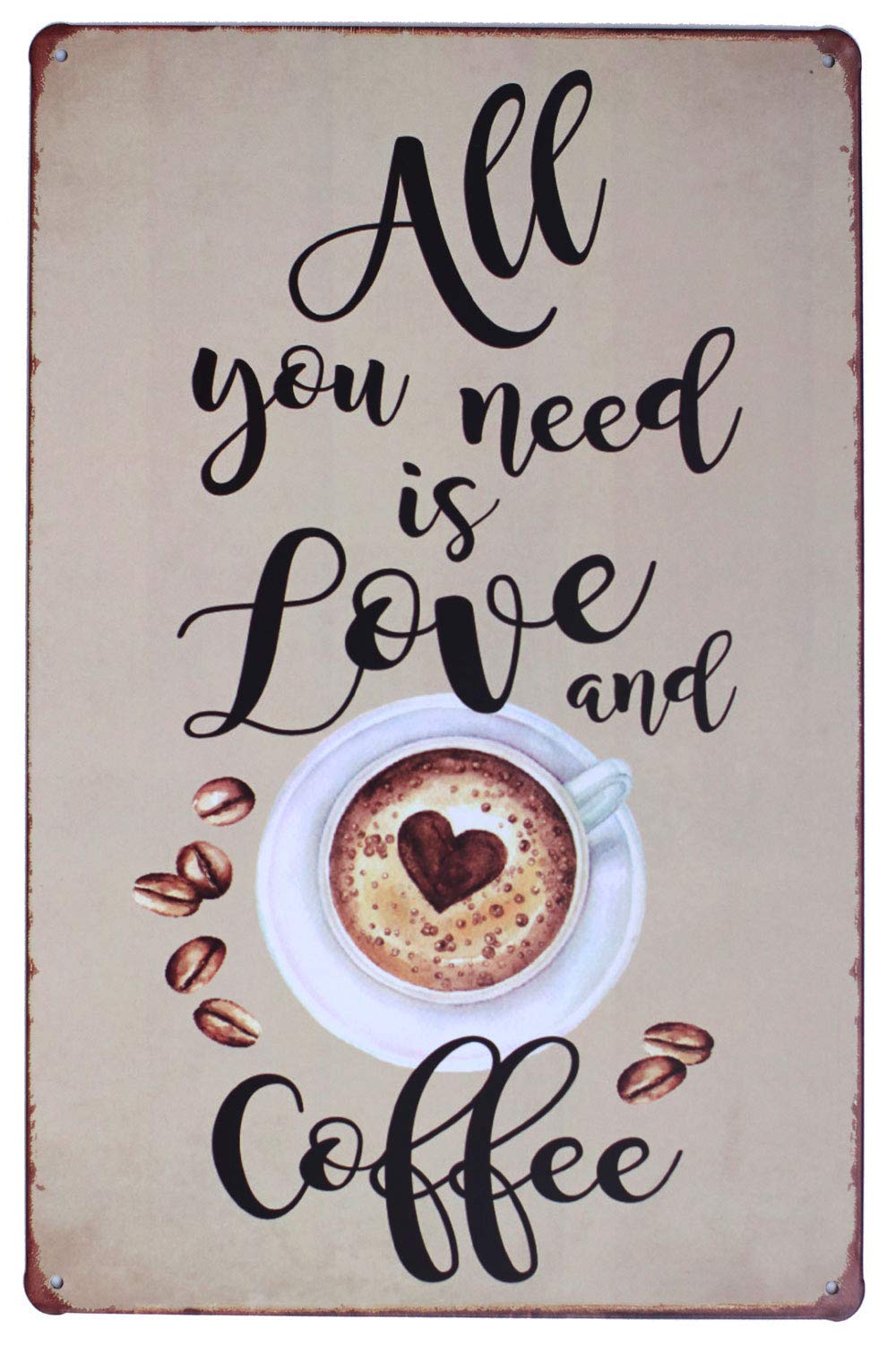 SUMIK All You Need is Love and Coffee Vintage Poster Metal Tin Sign