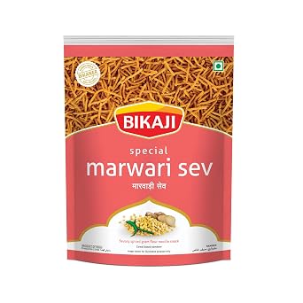 BIKAJI Marwadi Sev 14.11 oz, Crunchy Besan Indian Namkeen Snack