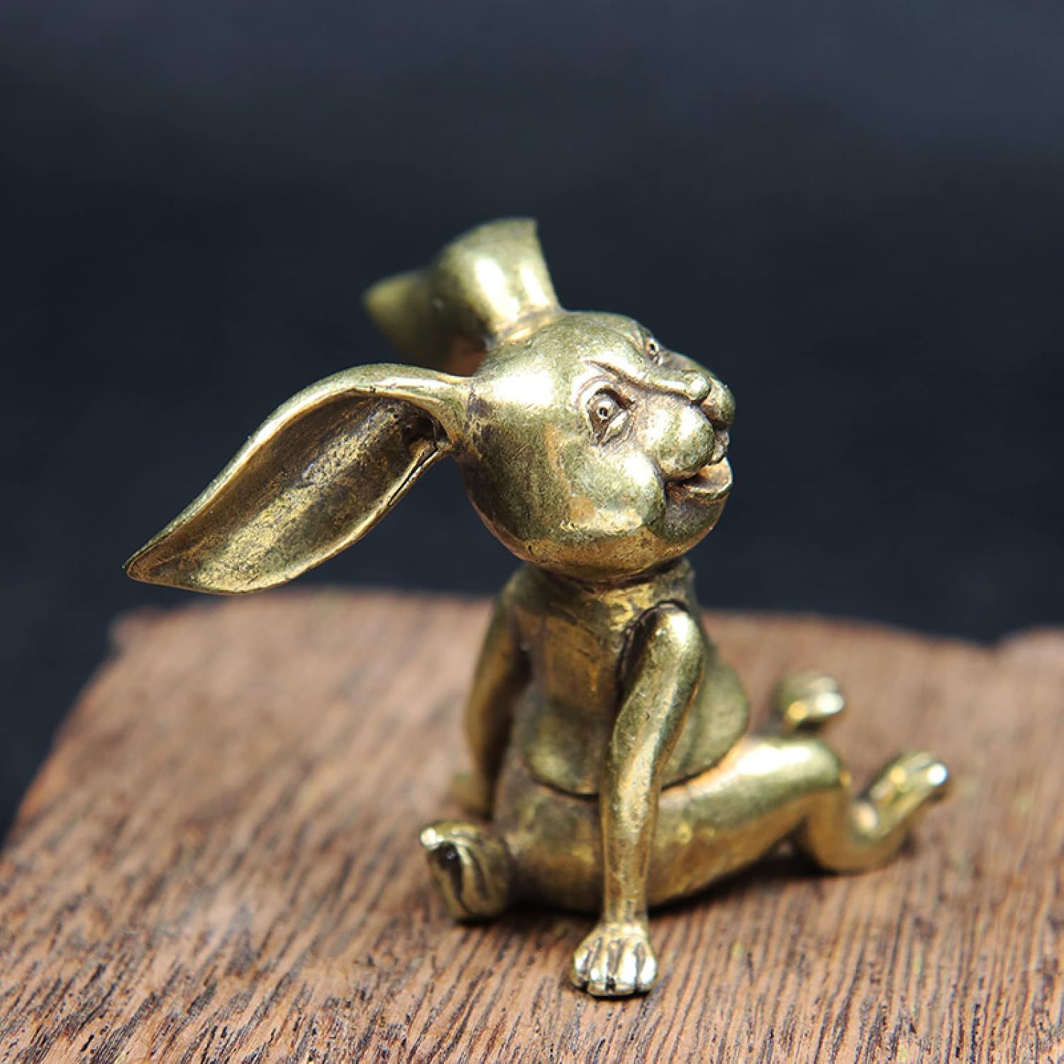 YATUOPNG Home Accessories Ornaments-Cute Big Ear Rabbit Small Desktop Ornament Vintage Brass Animal Figurines Tea Pets Decoration