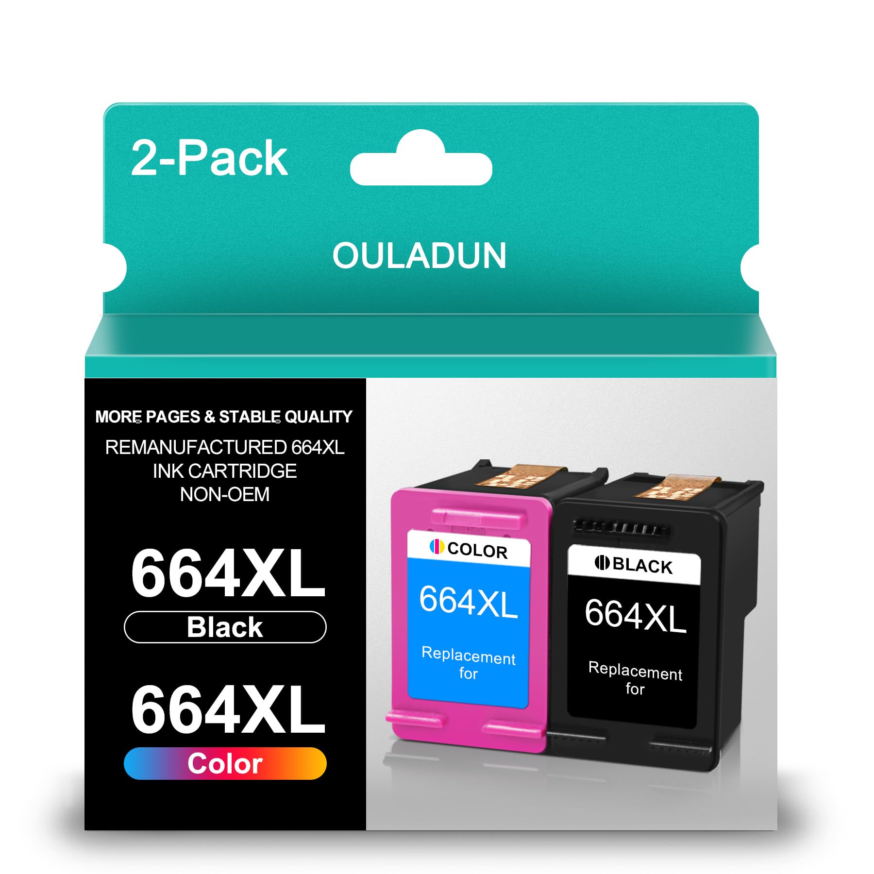 Photo 1 of OULADUN 664XL Ink Cartridges (1 Black, 1 Color) for HP DeskJet Ink Advantage