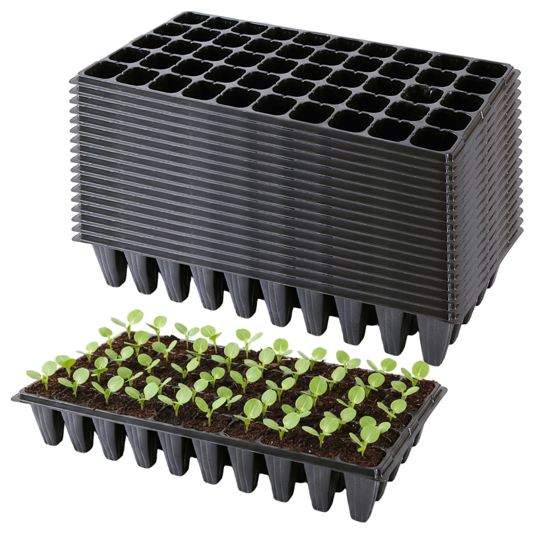 Plateaux de semis (Lot de 20) Plateaux semis Extra-Profonds à 50 alvéoles conteneurs Germination en Plastique Robuste pour serres Jardins et Agriculture Urbaine.