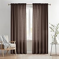 Vista 21 de Melodieux Cortinas semitraslúcidas blancas de 24 pulgadas de largo para cocina, cafetería, dormitorio, ventanas pequeñas, con bolsillo para barra
