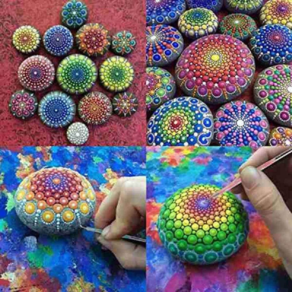 Chironal 24Pcs Painting Rocks Coloring Drawing DIY Tools Creative Mandala Dotting Tools Set - Image 3