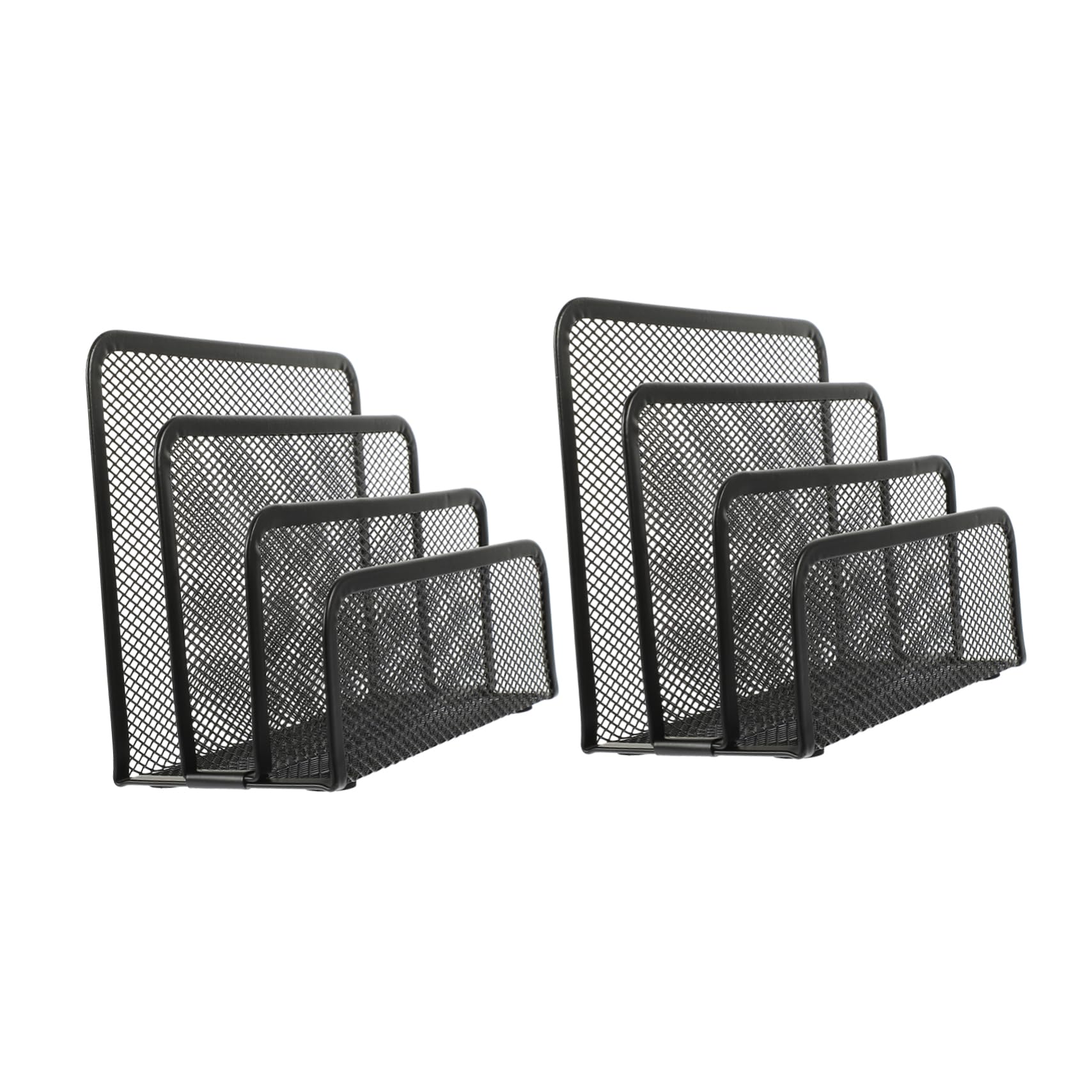 2 Supports Organisateurs De Bureau Avec Panneau Perforé - Acier Carbone - 18,5x5,1x2 Cm - Noir