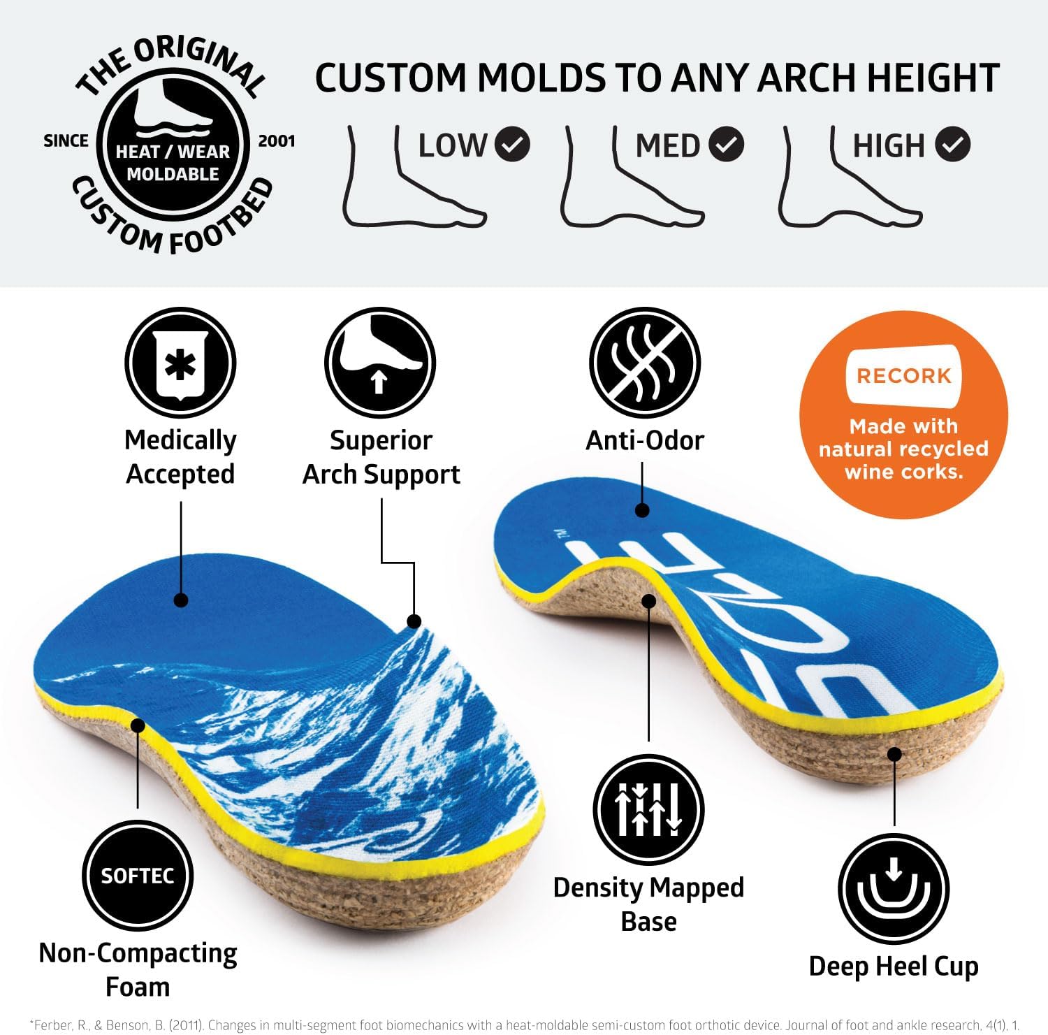 SOLE Performance Thick Insoles - Custom Moldable Orthotic Support for Any Arch Type, Plantar Fasciitis Relief - Mens Size 3/Womens Size 5, 1 Pair - Image 4