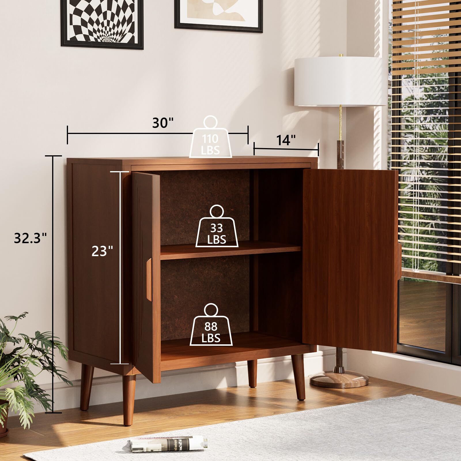 Amazon.co.jp: COSIEST 30インチ W 収納キャビネット ドアと棚付き