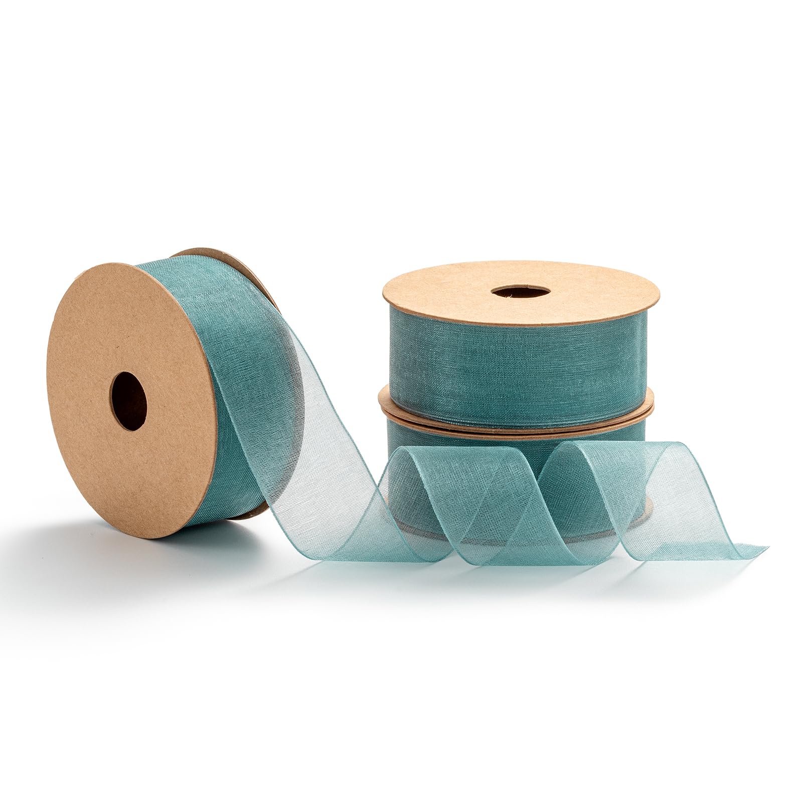 MORSUNBELA Schleifenband Petrol,Organzaband,Geschenkband Breit Dekoband Hochzeit Organza Seidenband,25 mm X 9 m,Blaues