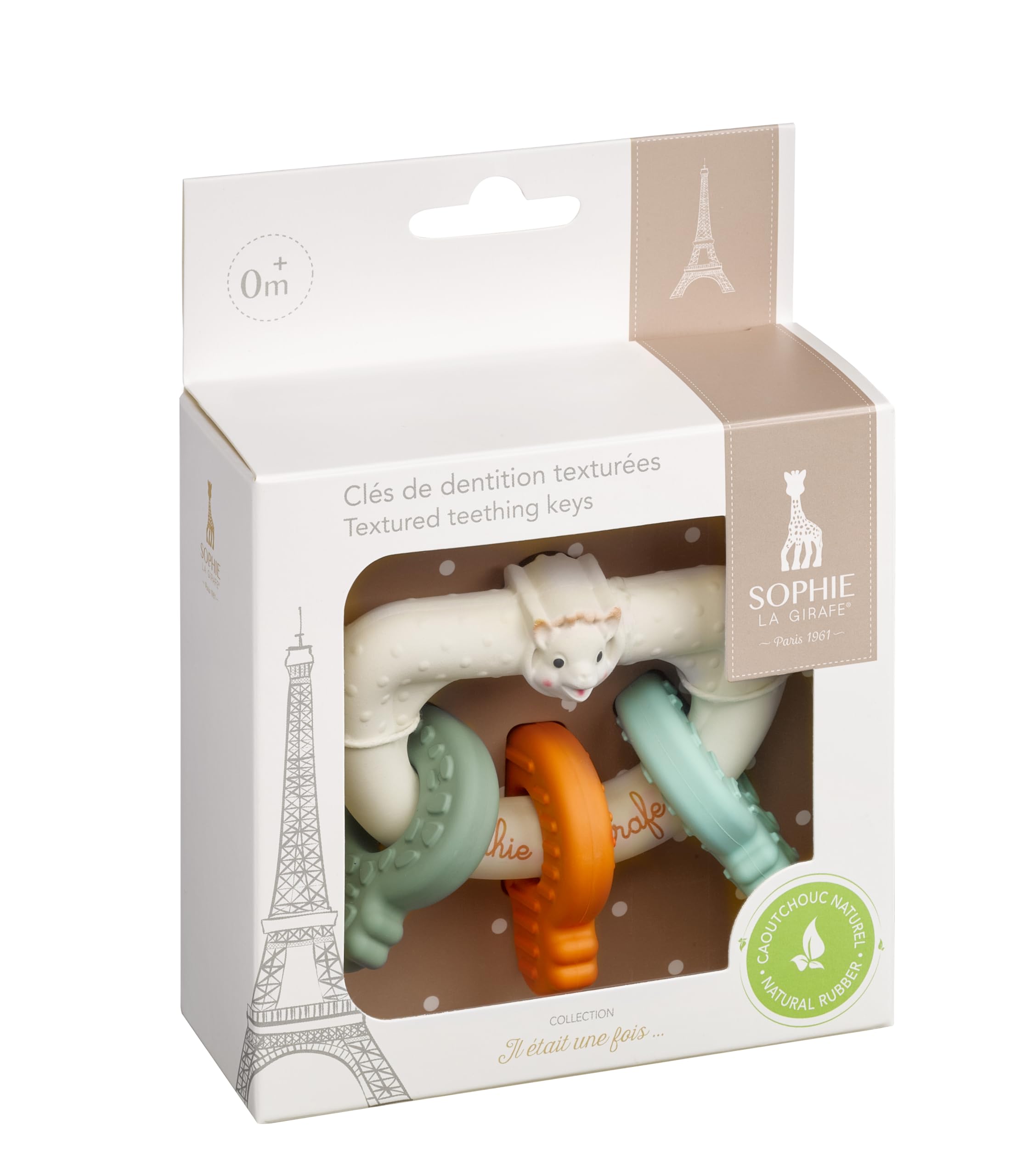 Vulli – Sophie La Giraffa – Anello di dentizione per neonati 0 mesi + – Gomma naturale senza BPA – Chiave testurizzata facile da afferrare – Allevia le gengive – Giocattolo di dentizione – Idea regalo
