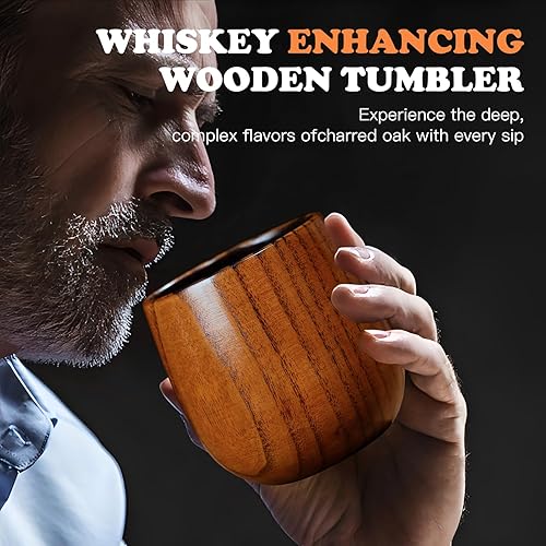 Miniatura 7 de Vaso de whisky de madera carbonizada  Vidrio de madera maciza hecho a mano para hombres  Regalos únicos de bourbon, vaso de whisky único irrompible