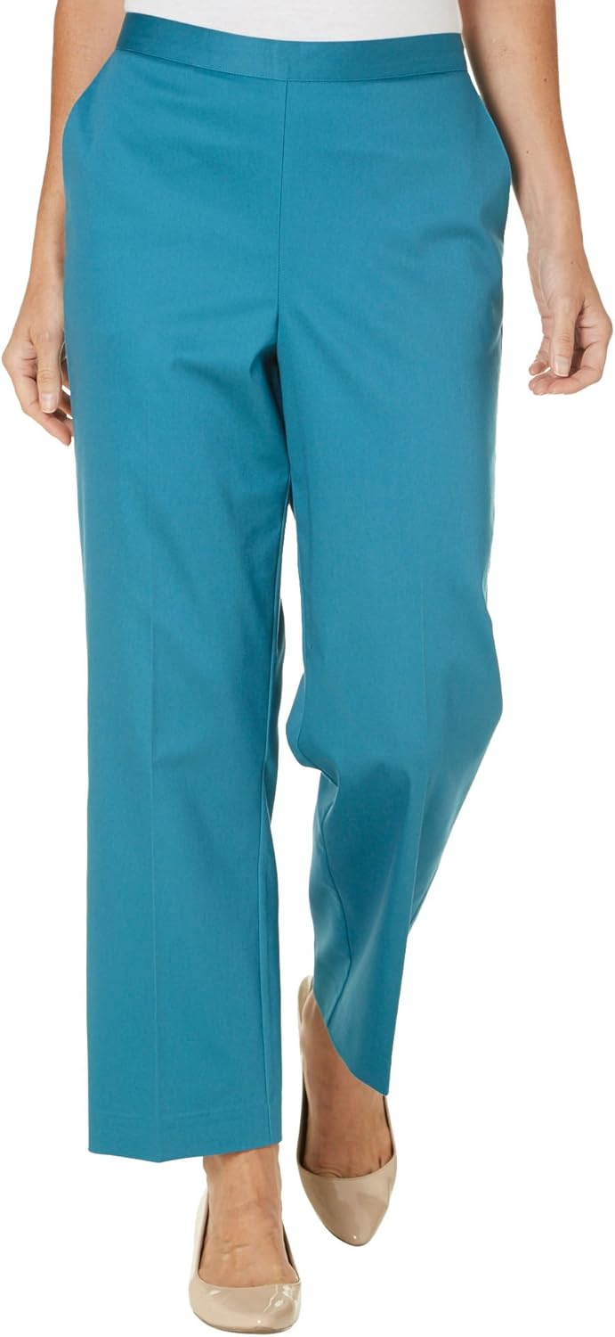 Alfred Dunner Ann Arbor Flat Front Pants Peacock 8 S