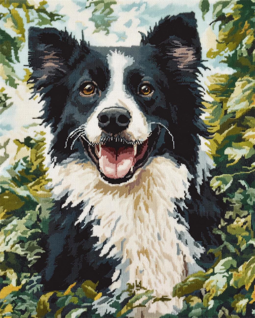 AxiangziK DIY Embroidery Kit Border Collie Portrait 11CT 60x80cm