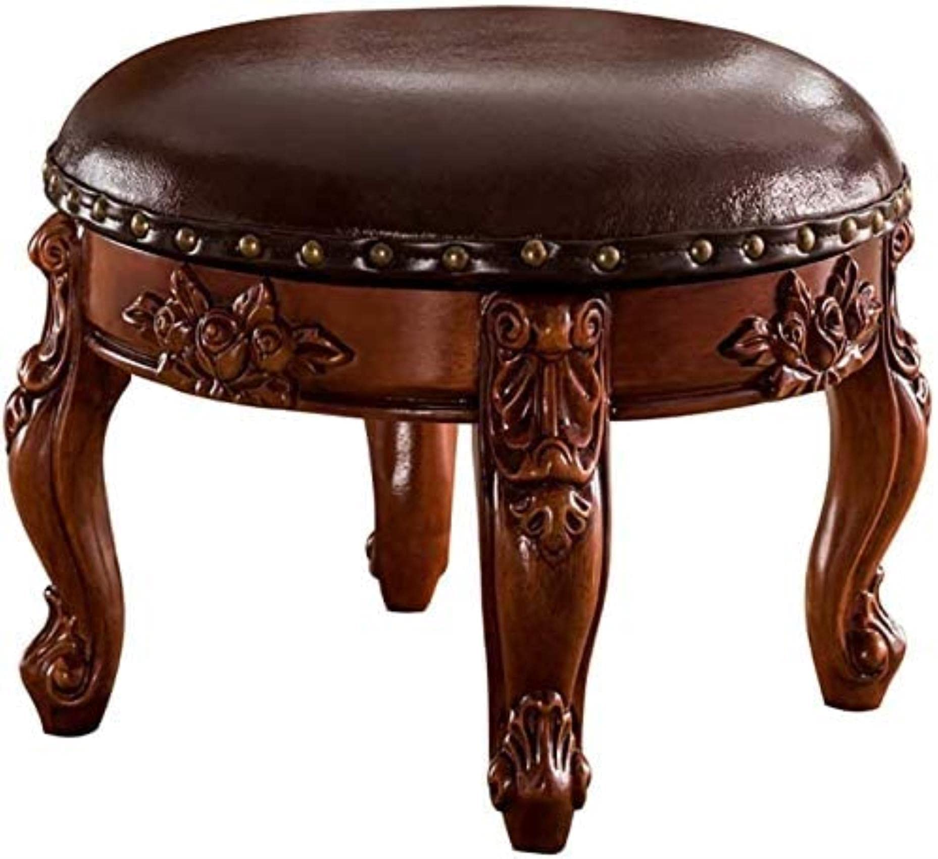 Repose-Pieds en Faux Cuir Sculpté Vintage style Européen Chic