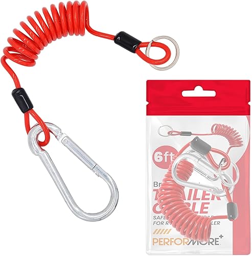 Miniatura 10 de Performore Cable de remolque Breakaway  Cable de seguridad en espiral de alambre de acero resistente para remolque de RV  Bobina de remolque de